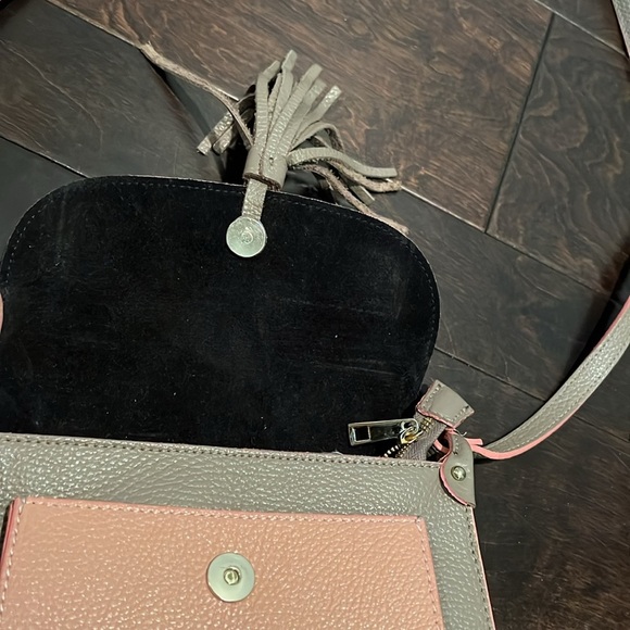 Cuir Rose pebbled leather pink and gray shoulder bag EUC - Picture 3 of 12